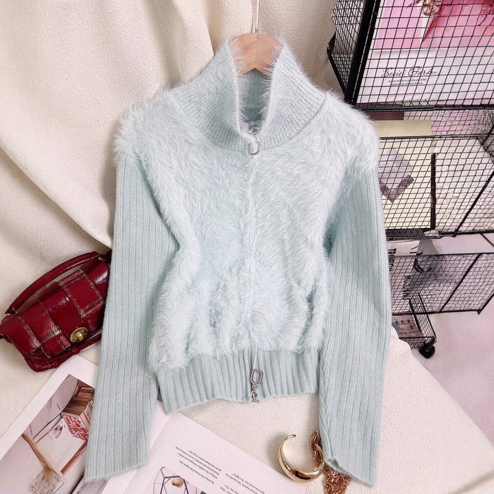 Damen Wärmeisolierende Strickpullover mit hohem Kragen und luxuriösem Fleeceeinsatz Drune
