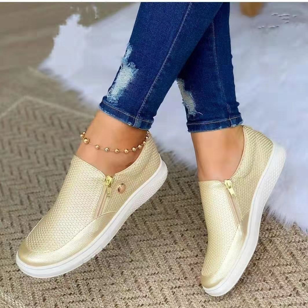 Damen Slip-On Mesh-Sneaker mit seitlichem Zipper und dicker Gummisohle Drune