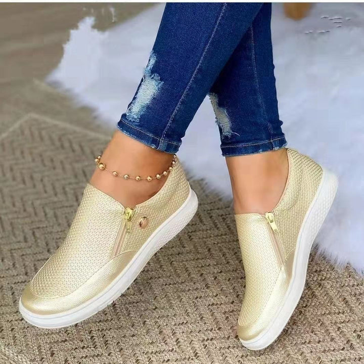 Damen Slip-On Mesh-Sneaker mit seitlichem Zipper und dicker Gummisohle Drune