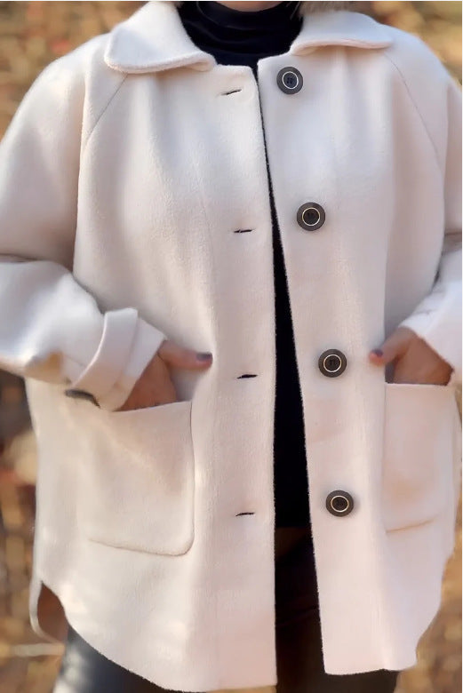 Damen weiche Wolljacke mit Schulterpasse und Knopfdetails Drune