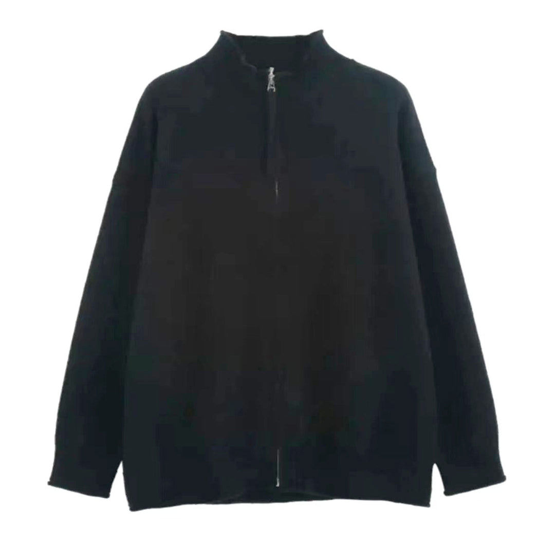 Damen Freizeit Strickjacke mit hohem Kragen und Reißverschluss Drune