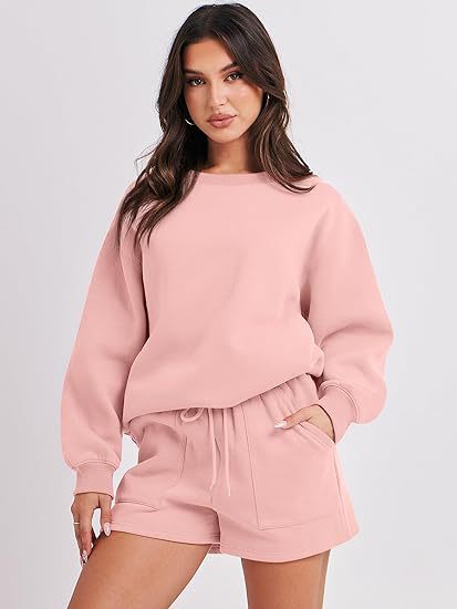 Damen Lässiges Sweatset mit Oversize‑Sweatshirt und hochgeschnittenen Shorts Drune