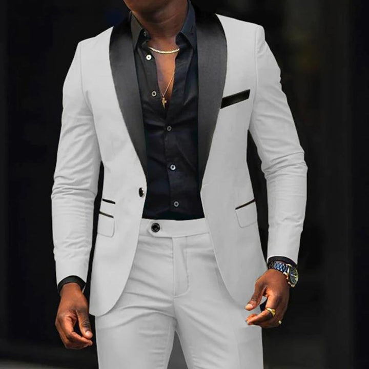 Herren nan schmal geschnittener Smokinganzug mit Satinrevers und Slim-Fit-Hose Drune