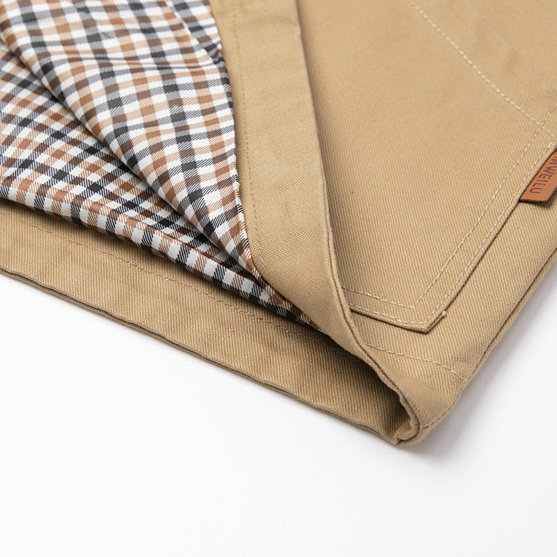 Herren Leichte Baumwoll‑Canvas Weste mit kariertem Innenfutter, V‑Ausschnitt und großen Fronttaschen Drune