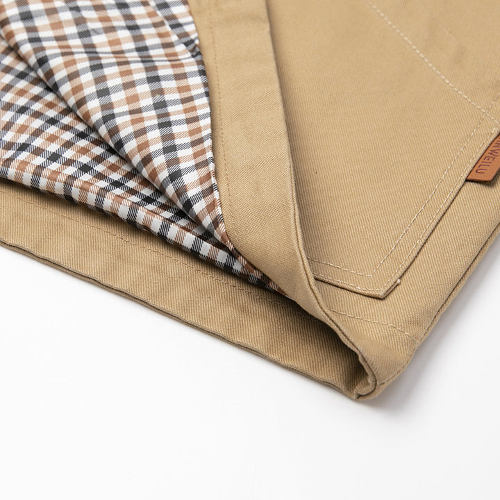 Herren Leichte Baumwoll‑Canvas Weste mit kariertem Innenfutter, V‑Ausschnitt und großen Fronttaschen Drune
