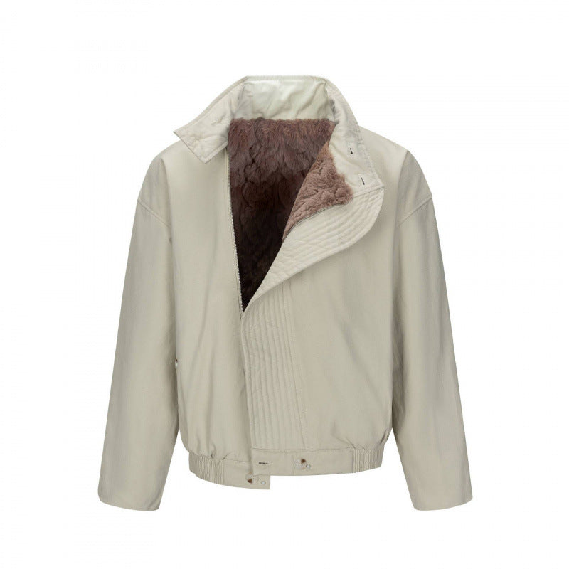 Herren Asymmetrische Kurzjacke mit Stehkragen, gesteppter Frontblende und elastischem Saum Drune