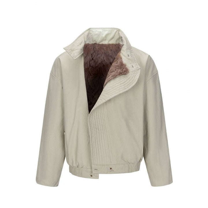 Herren Asymmetrische Kurzjacke mit Stehkragen, gesteppter Frontblende und elastischem Saum Drune
