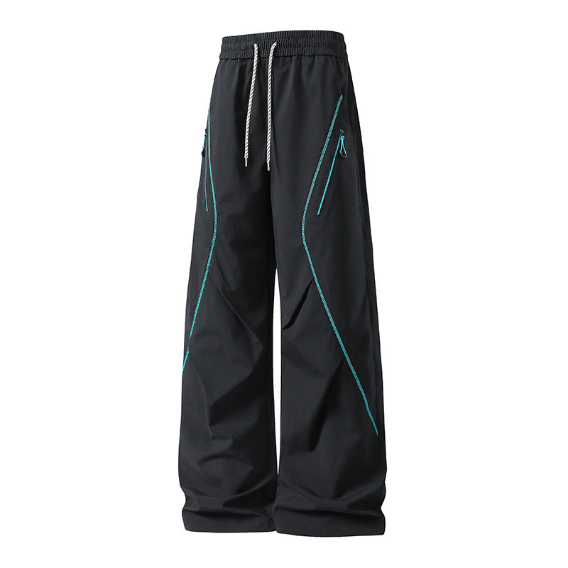 Herren Weite Utility-Jogginghose aus Funktionsnylon mit Kordelzug, Reißverschlusstaschen & kontrastierenden Nahtleisten Drune