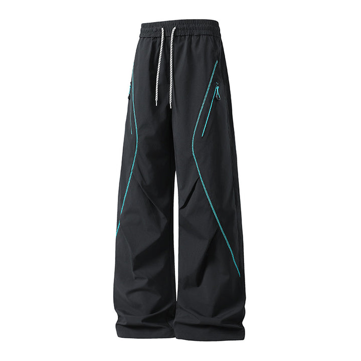 Herren Weite Utility-Jogginghose aus Funktionsnylon mit Kordelzug, Reißverschlusstaschen & kontrastierenden Nahtleisten Drune