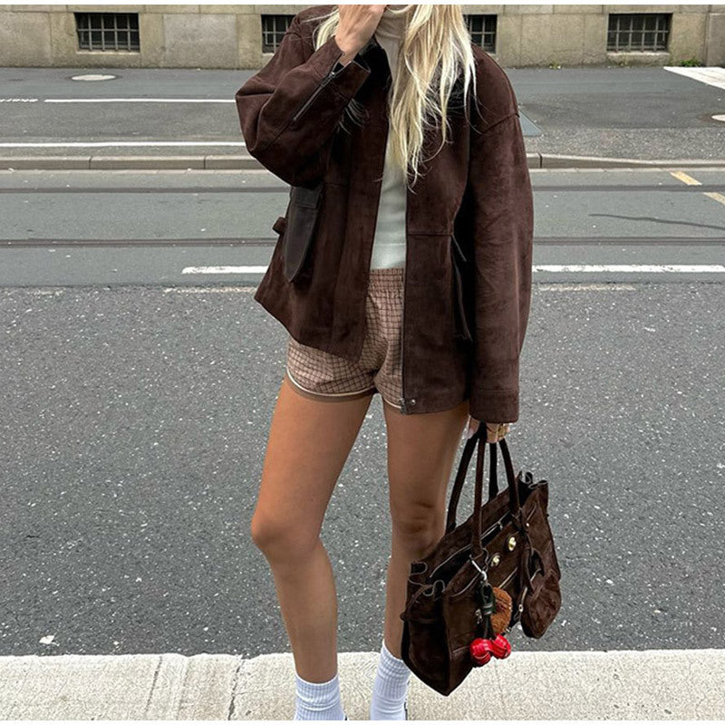 Damen Lederjacke im modernen Utility-Stil Drune