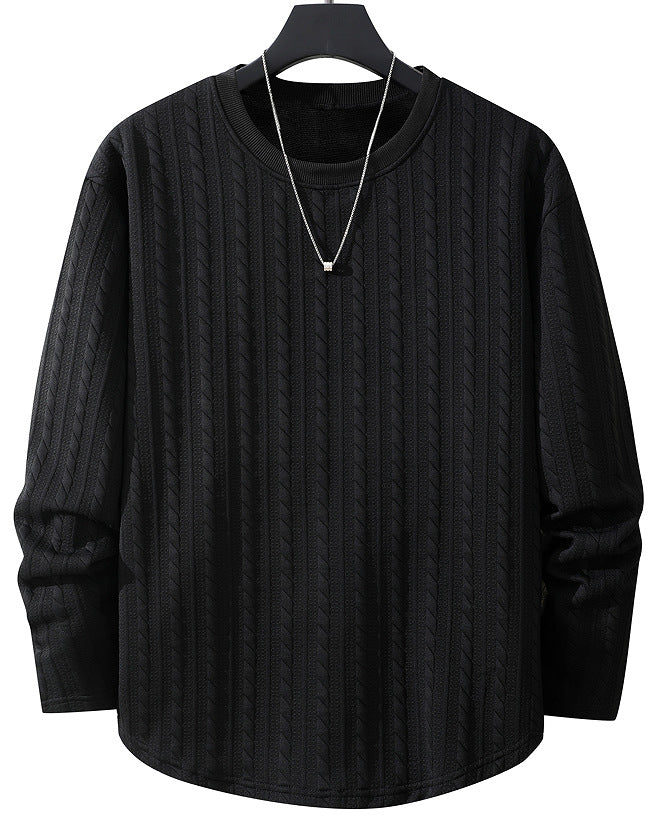 Herren Feinstruktur-Grobstrick Rundhals-Sweatshirt mit Zopfmuster & relaxed Schnitt Drune