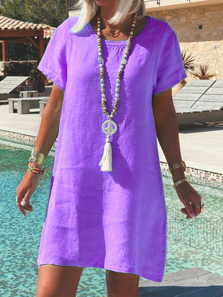 Damen Leichtes Strandkleid aus atmungsaktivem Leinen Drune