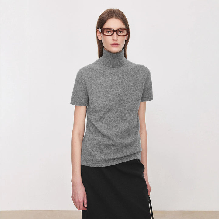 Damen elegantes und bequemes T-Shirt mit Stehkragen Drune