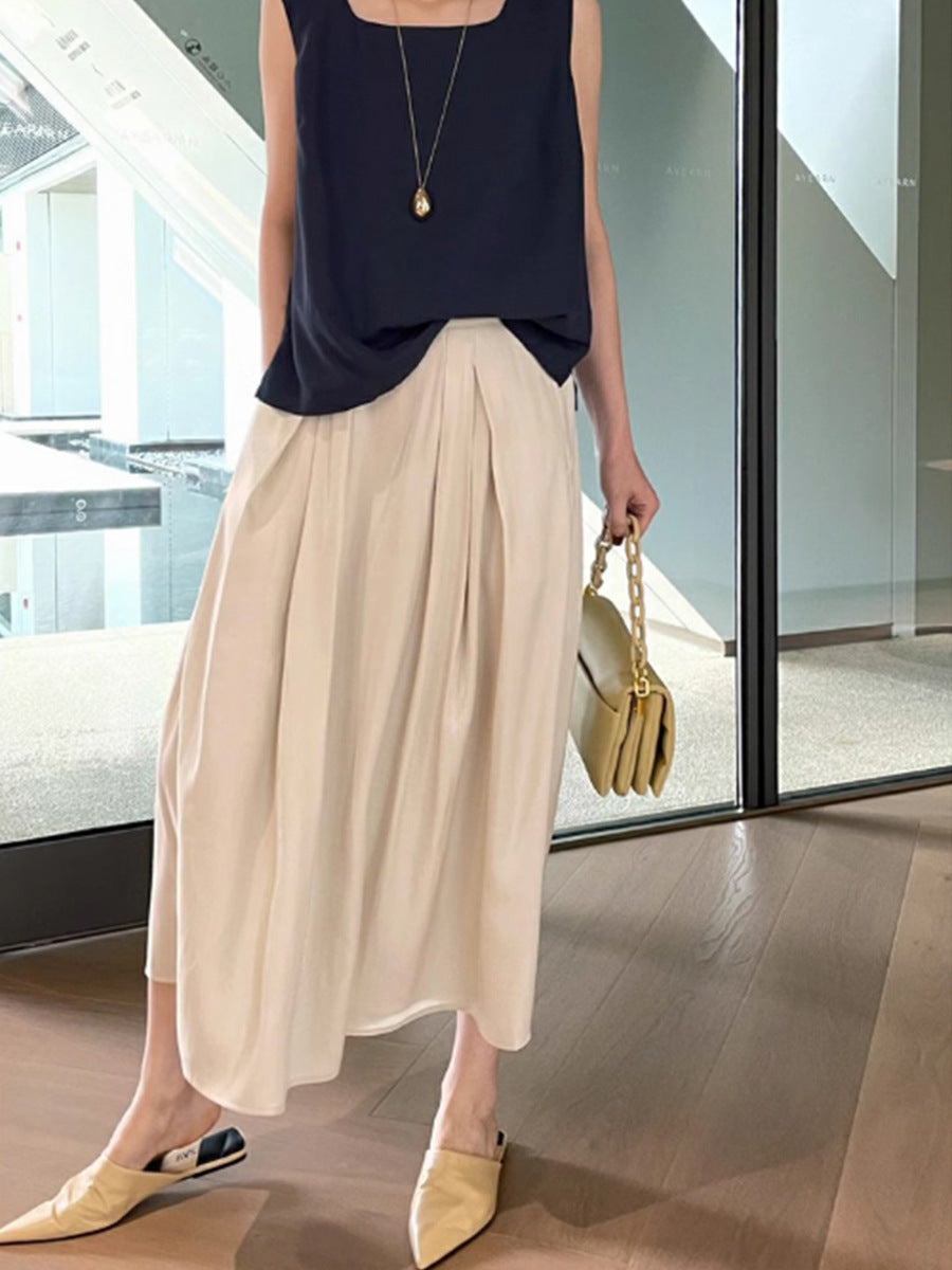 Damen Eleganter Midirock mit schmeichelndem Faltenwurf Drune
