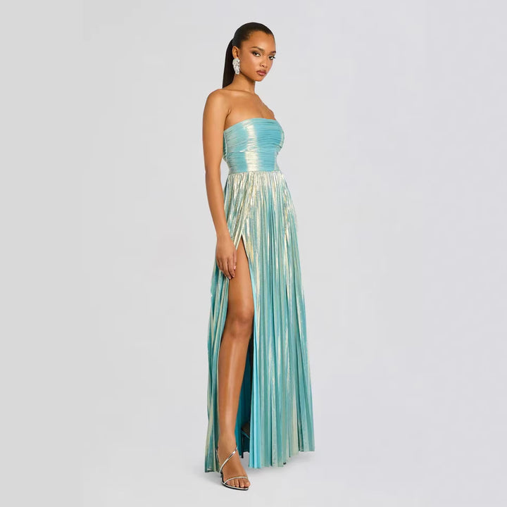 Damen Glamouröses Abendkleid mit Hochgeschlitzt und Plissee-Details Drune