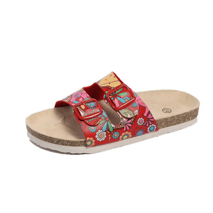 Damen modische Zehentrenner-Sandalen mit floralem Design und anatomischem Fußbett Drune