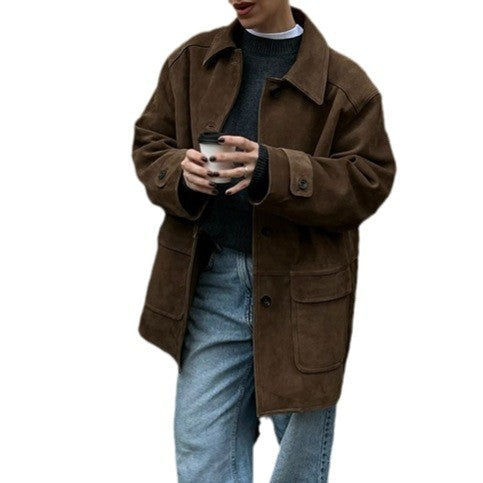 Damen Kunstlederjacke im modernen Design mit strukturiertem Schnitt und praktischen Taschen Drune