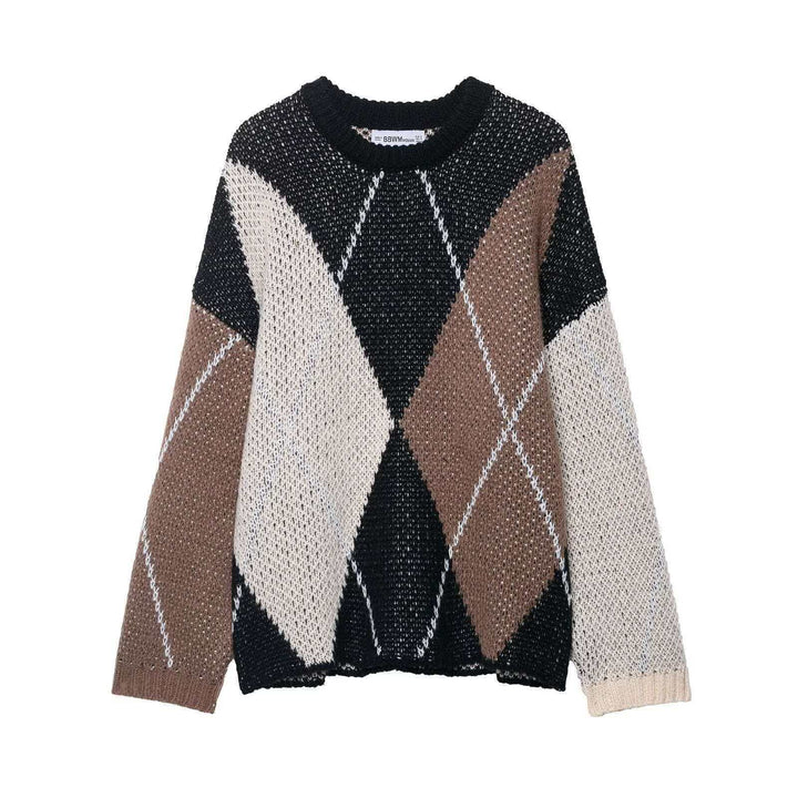 Damen lässiger Pullover im modernen Rautenmuster Drune