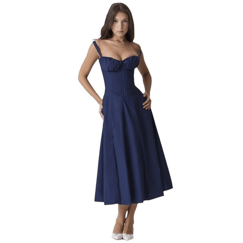 Damen Maxikleid mit floralem Design und elegantem Schlitz Drune