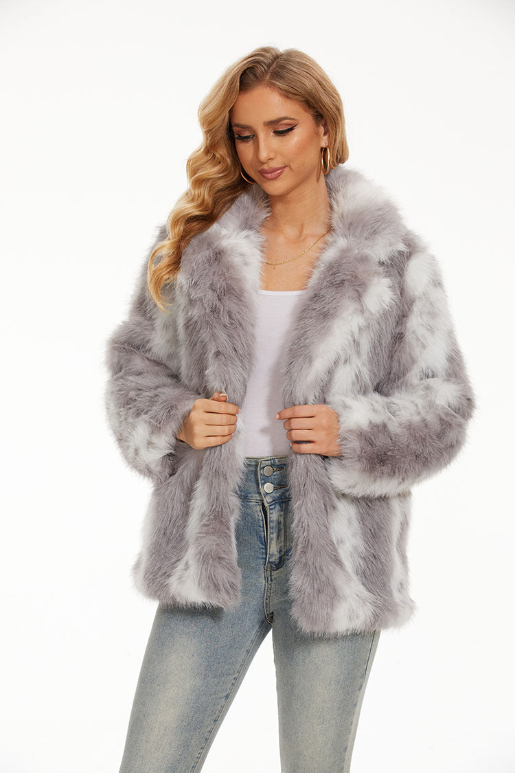 Damen Fuzzy Oversized Jacke Drune