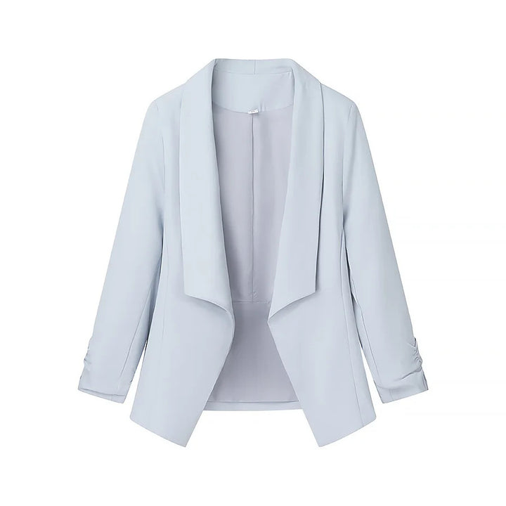 Damen nan locker fallende Waterfall-Blazerjacke mit gerafften Ärmelabschlüssen Drune