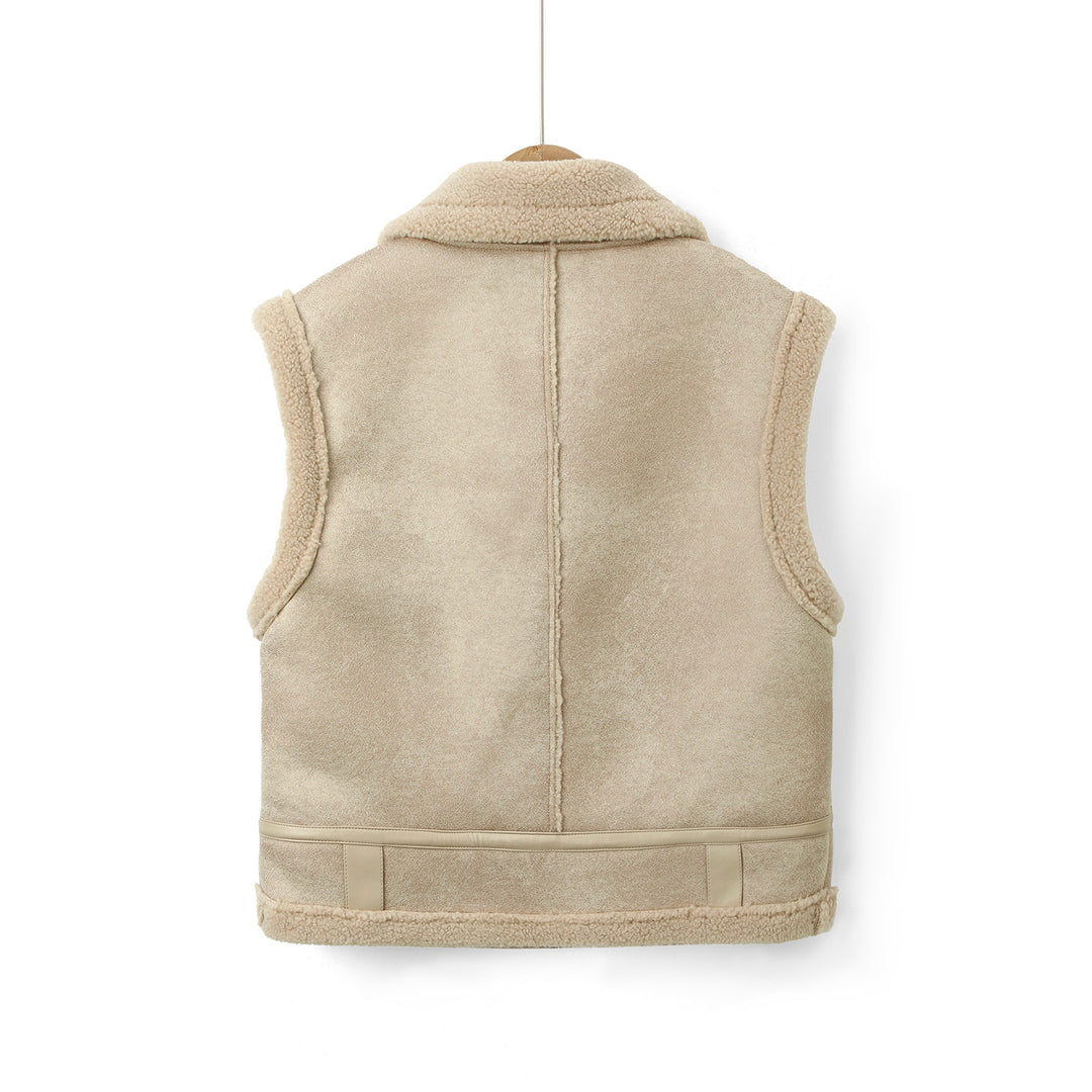 Damen Weiche und Modische Weste aus Teddyfell Drune