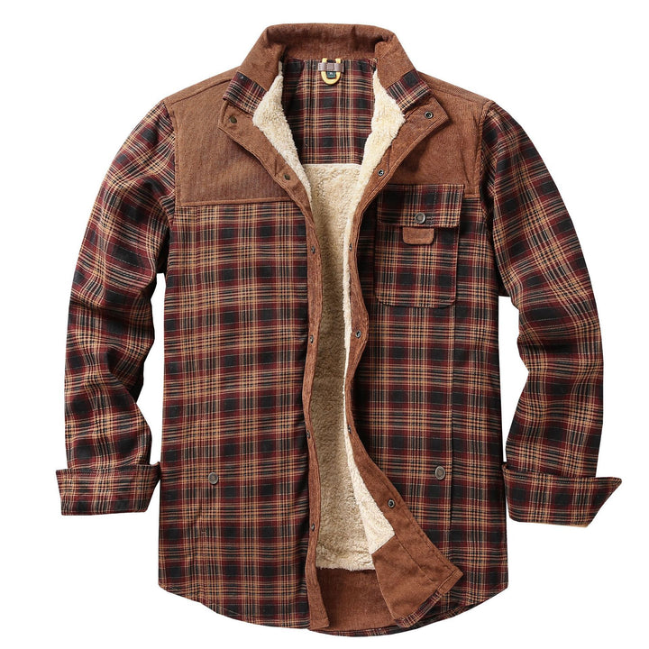 Herren Lässige Flanelljacke mit Teddyfutter Drune