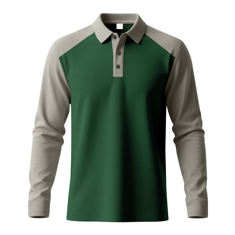 Herren Sportliches Langarmpoloshirt mit Kontrastärmel Drune