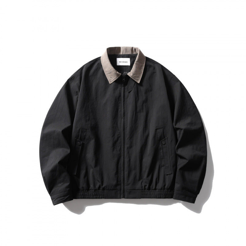 Herren Leichte Harringtonjacke mit Cordkragen und elastischem Saum Drune