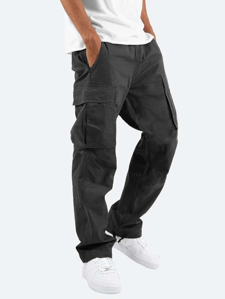Herren nan lockere Cargo-Hose mit großzügigen Klappentaschen, elastischem Bund und Kordelzug Drune