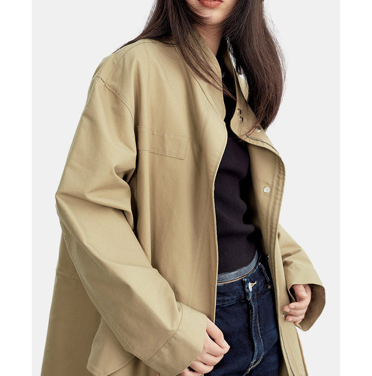 Damen Modische Übergangsjacke mit hohem Kragen Drune 1789268979