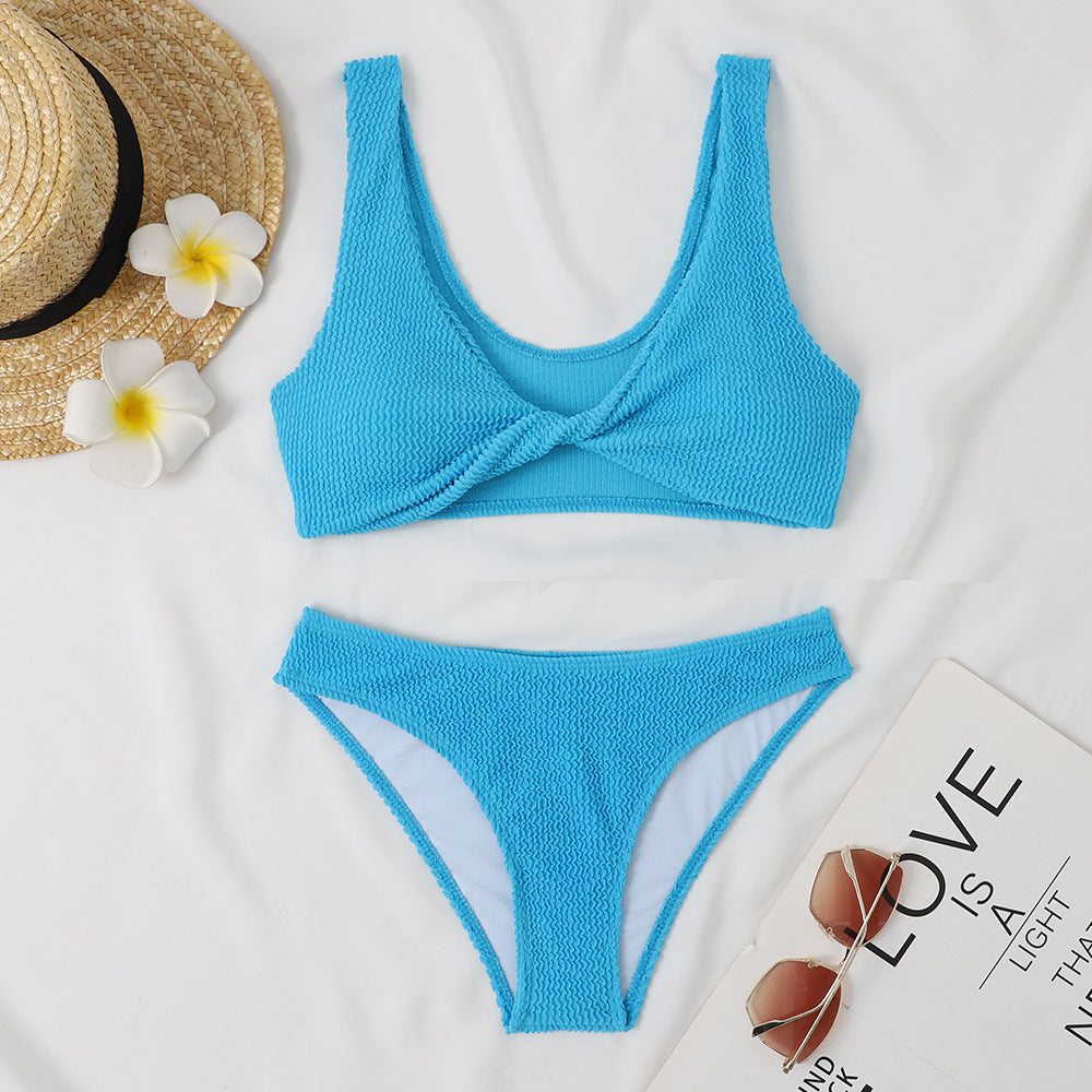 Damen Bikini-Set mit Twist-Design und hohem Taillenbund Drune