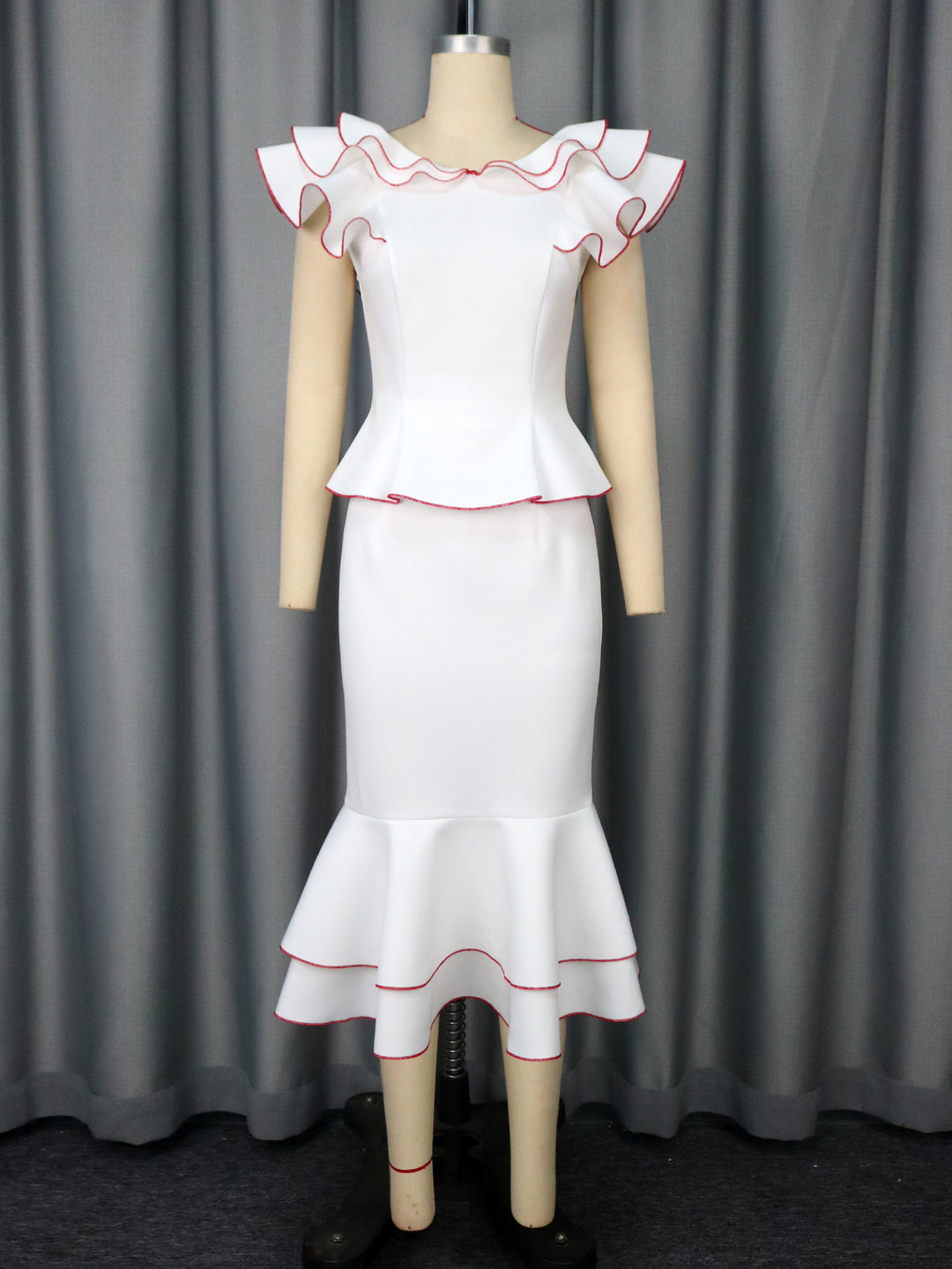 Damen elegantes Kleid mit innovativem Rüschendesign Drune