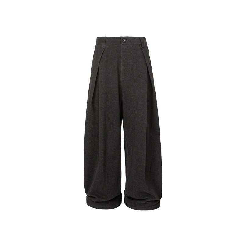 Damen Weite Palazzo-Hose mit hoher Taille, Kellerfalten und umgeschlagenem Saum Drune