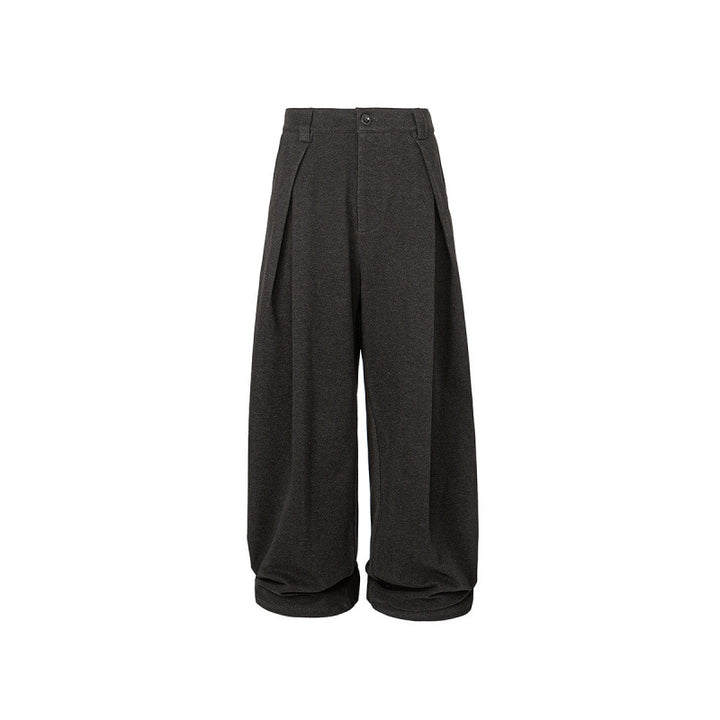Damen Weite Palazzo-Hose mit hoher Taille, Kellerfalten und umgeschlagenem Saum Drune
