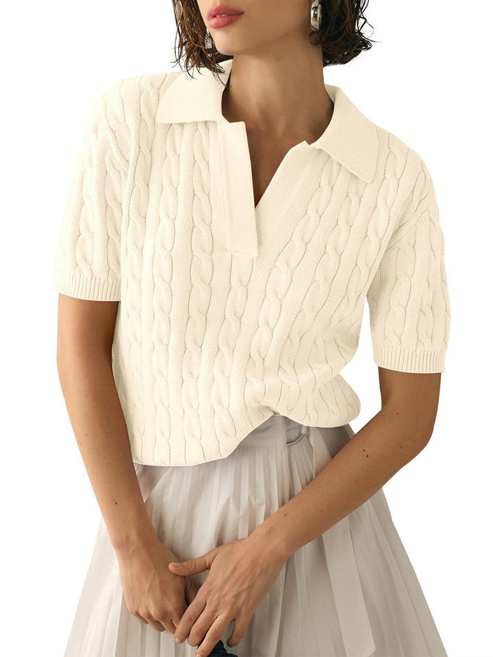 Drune | Polo-Kragen Twist Strickpullover