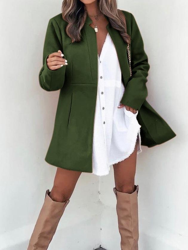 Damen Longline Blazermantel mit taillierter Teilungsnaht und cleanem V‑Ausschnitt Drune