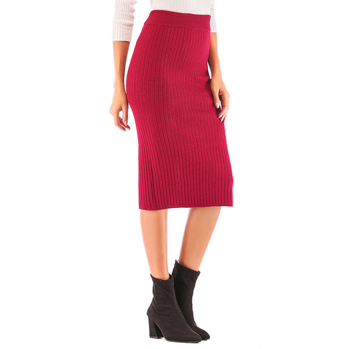 Damen Rippstrickrock mit seitlichem Schlitz Drune