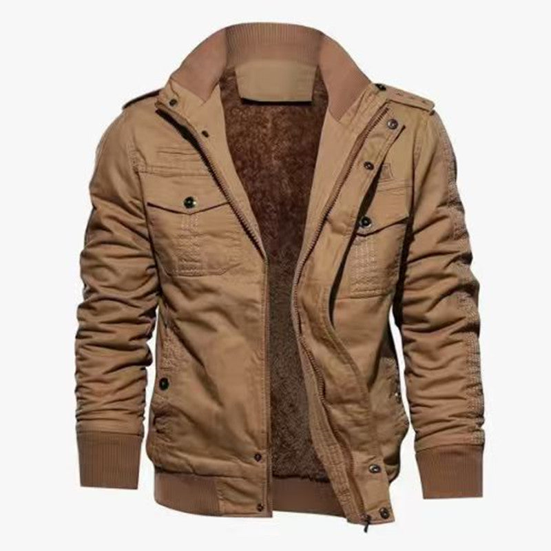 Herren Thermisch gefütterte militärische Feldjacke mit Stehkragen Drune