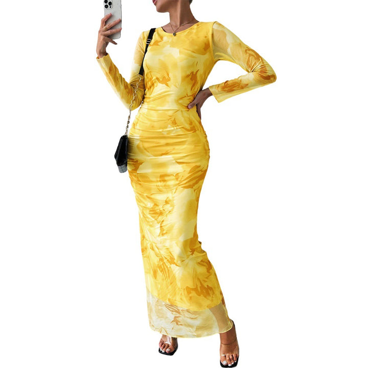Damen elegantes Maxikleid mit floralem Muster und langem Schnitt Drune