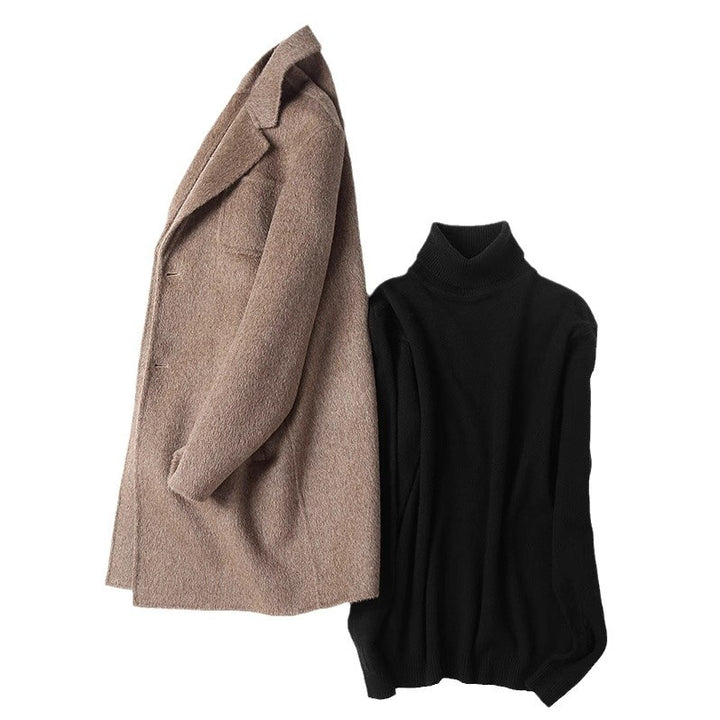Herren Strukturierter Longcoat aus Wollmix mit fallendem Revers und Ein-Knopf-Verschluss Drune
