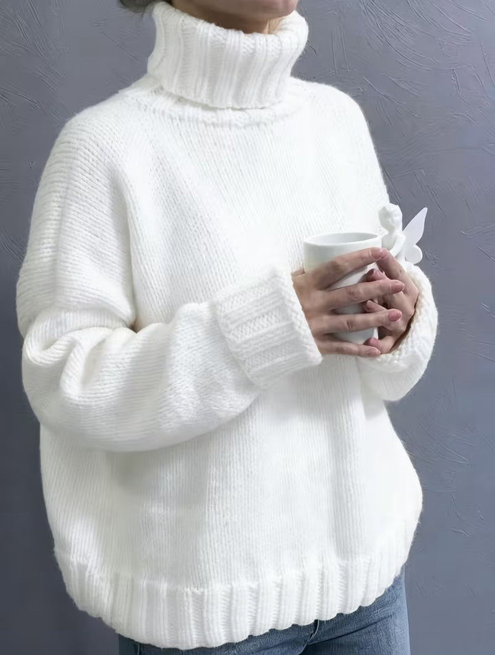 Damen Oversize-Rollkragenpullover im Fluffy-Mix mit breiten gerippten Bündchen Drune