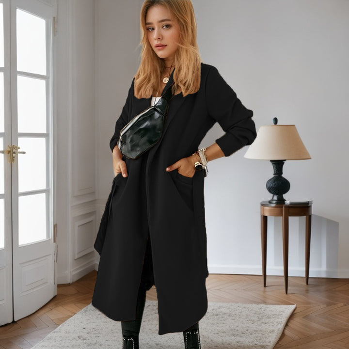 Damen modischer Longblazer mit praktischem Taschen Drune