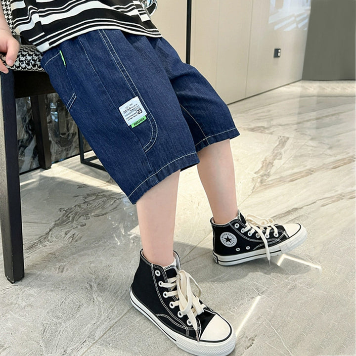 Jungen lässige Denim-Shorts mit großen Seitentaschen Drune