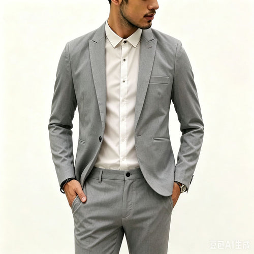 Herren Zweiteiliges Slim‑Fit Anzugset mit schmalem Revers und Stretchgewebe Drune