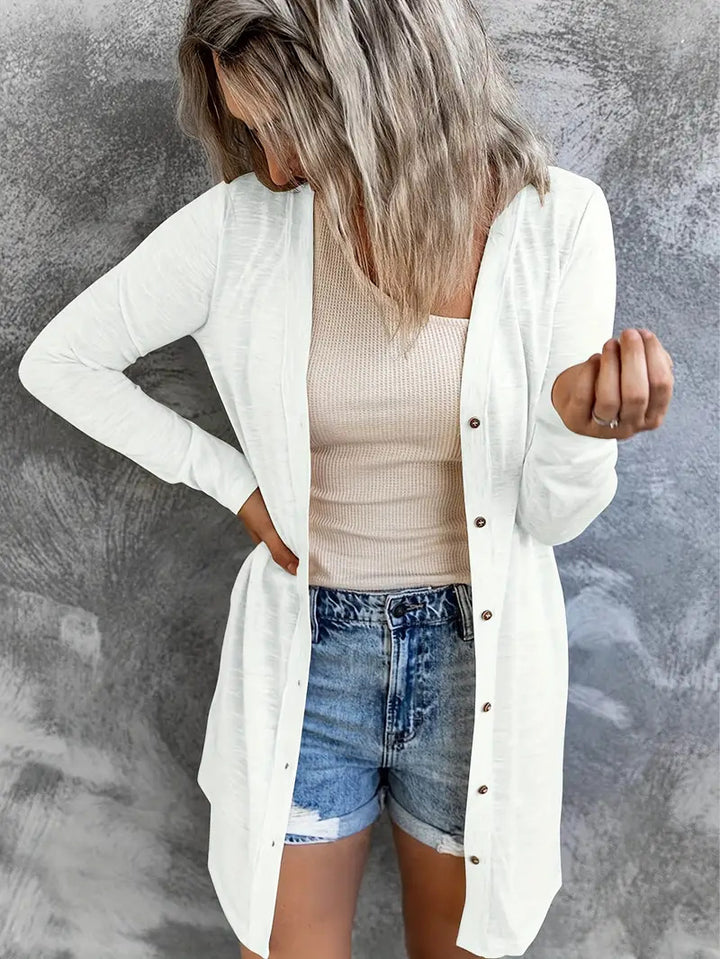 Damen Langer Strickcardigan mit Taschen Drune