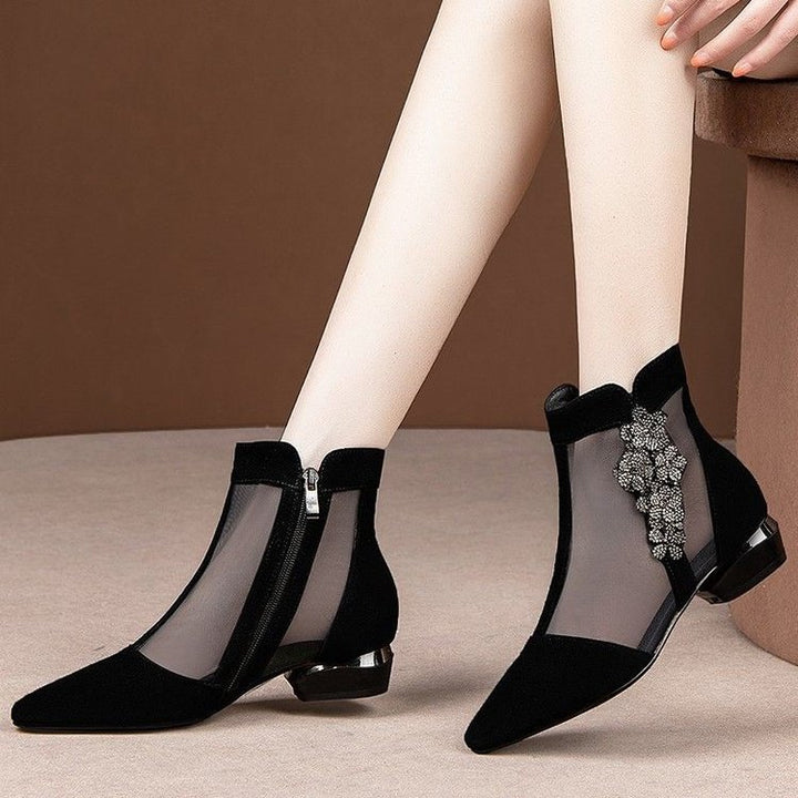 Damen Elegante transparente Stiefeletten mit funkelndem Schmuckdetail Drune