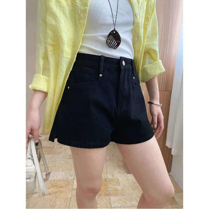 Damen lässige Denim-Shorts mit hohem Bund und klassischem Schnitt Drune