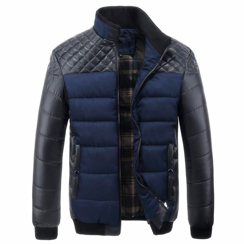Herren Steppjacke im Material-Mix mit gesteppter Schulterpartie und Karofutter Drune