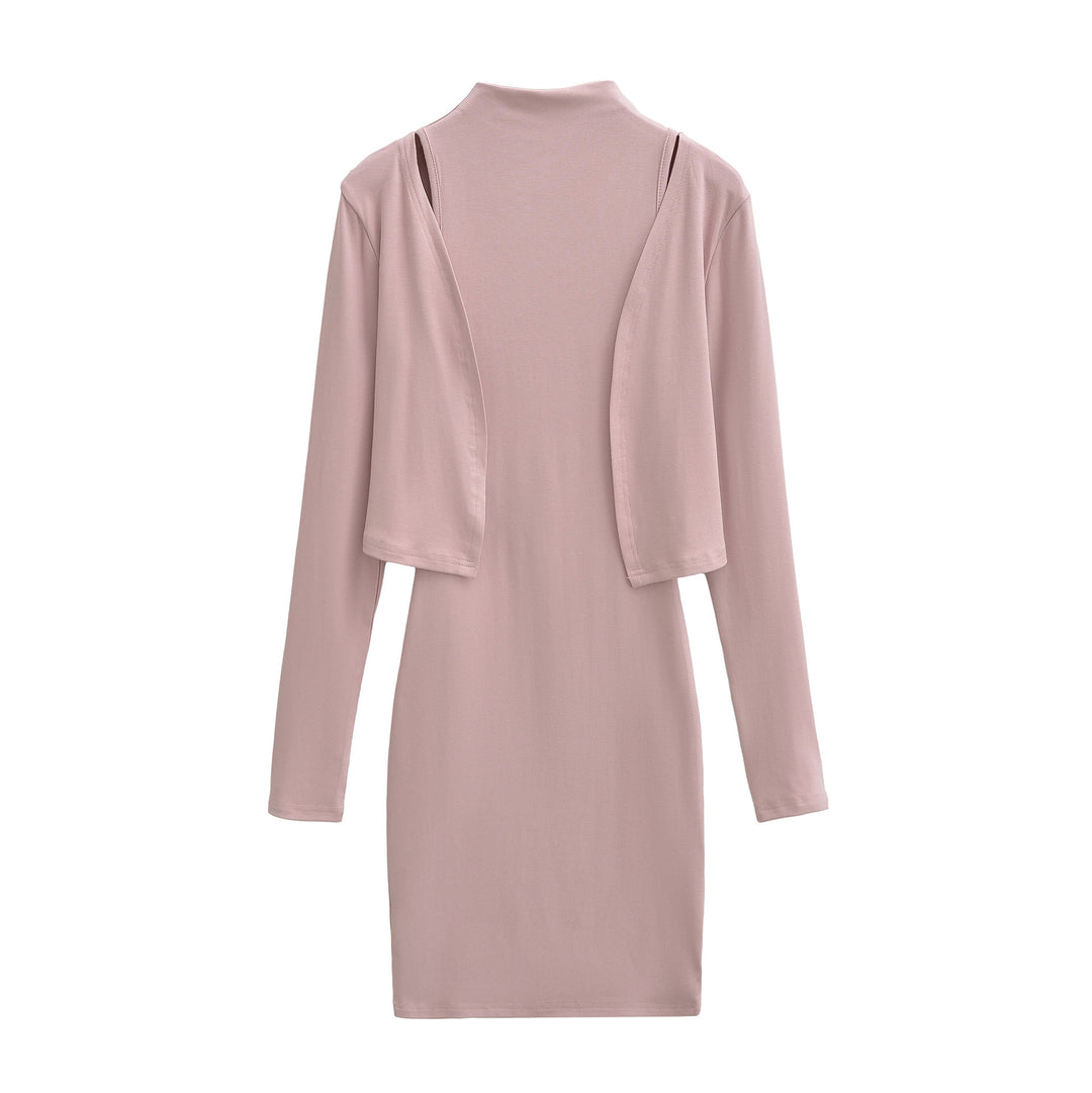 Damen Figurnahes Midikleid mit integriertem Bolero und Stehkragen Drune